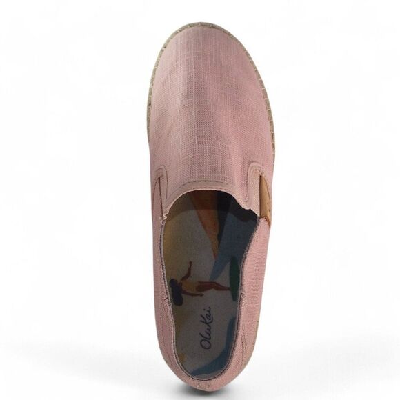 Olukai Kaula Pa'a Kapa Linen Espadrille Slip-on Loafers Rose Sea Salt Women's 9 - Picture 9 of 11